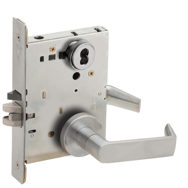Schlage Grade 1 Storeroom Mortise Lock, Schlage FSIC Less Core, 06 Lever, A Rose, Satin Chrome Finish, Field - L9080J 06A 626