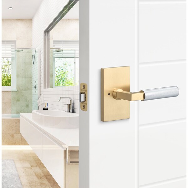 Sure-Loc Hardware Sure-Loc Hardware Levanto Privacy Rosette, Satin Brass, Knurled Grip in Polished Chrome - LV102 SB GRIP-KN 26