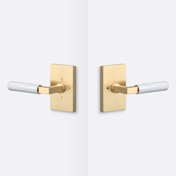 Sure-Loc Hardware Sure-Loc Hardware Levanto Privacy Rosette, Satin Brass, Knurled Grip in Polished Chrome - LV102 SB GRIP-KN 26