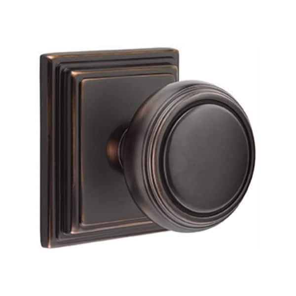 Emtek Norwich Knob 2-3/8 in Backset Passage w/Wilshire Rose for 1-1/4 in to 2 in Door Oil Rubbed Bronze - 8161NWUS10B