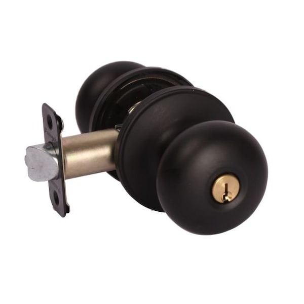 Pamex Baron Knob with Round Rose Keyed Entry Lockset Grade 3 with KW1 Keyway Matte Black Finish - FTF900