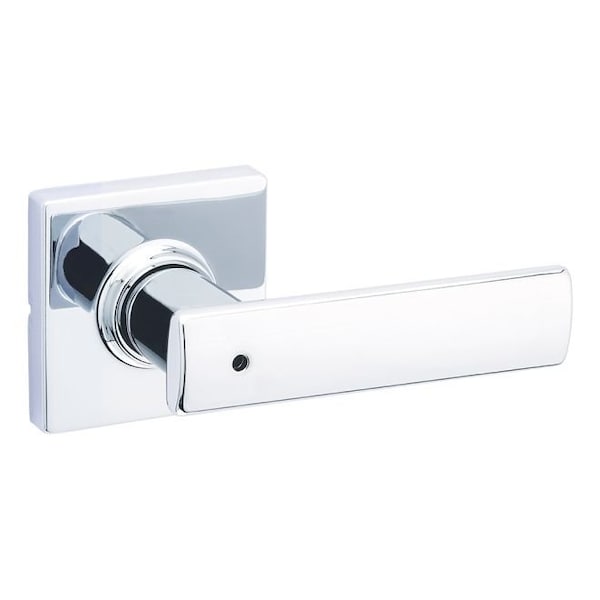 Kwikset Breton Lever with Square Rose Privacy Door Lock with 6AL Latch and RCS Strike Bright Chrome Finish - 300BRNLSQT-26
