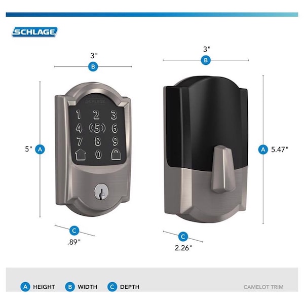Schlage WIFI DEADBOLT W/CAM SN - BE499WBVCAM619