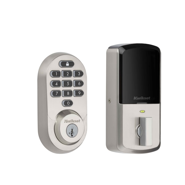 Kwikset Halo Wi-Fi Enabled Smart Lock Deadbolt with Keypad and SmartKey Backup Satin Nickel Finish - 938WIFIKYPD-15S