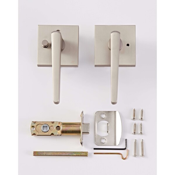 Sure-Loc Hardware Sure-Loc Hardware Basel Square Privacy Lever, Reversible Handing, Satin Nickel - BS102-SQ 15