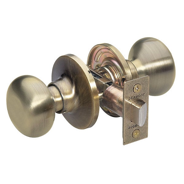 Master Lock Knob Lockset, Biscuit Style, Antique Brass - BC0405BOX