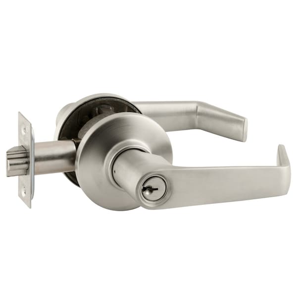 Schlage Grade 2 Tubular Lock, Entrance/Office Function, Key in Lever Cylinder, Saturn Lever, Satin Nickel Fi - S51PD SAT 619