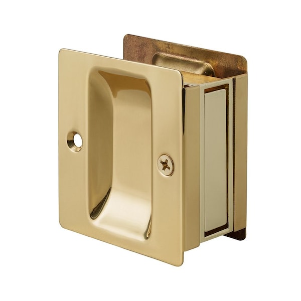 Pamex Passage Square Style Sliding Door Lock Bright Brass Finish - PF1730