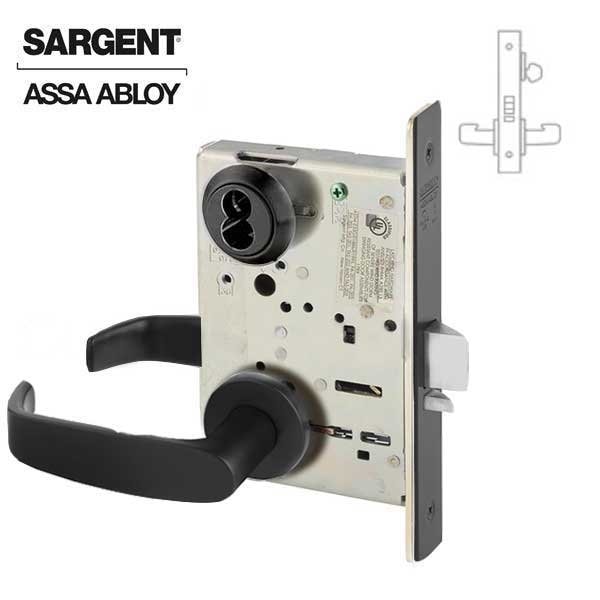 Sargent 8200 Series Mortise Lock Mechanical Classroom Lock to accept SFIC Core LN Trim L Rose Black Suede Po - SRG-70-8237-LNL-BSP