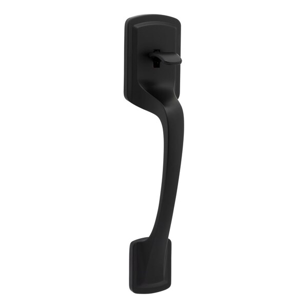 Kwikset Prague Handle Only; No Deadbolt with RCAL Latch and RCS Strike Matte Black Finish - 814PGH-514