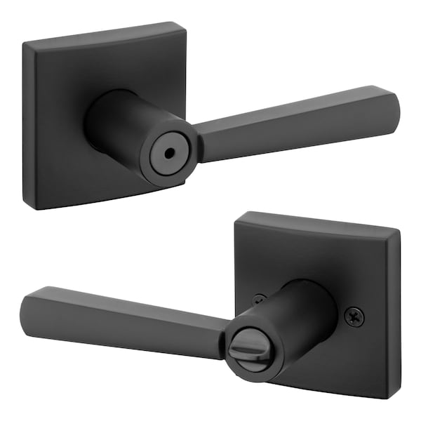 Baldwin Prestige Privacy Spyglass Lever with Square Rose with 6AL Latch and RCS Strike Matte Black Finish - 353SPLSQR514