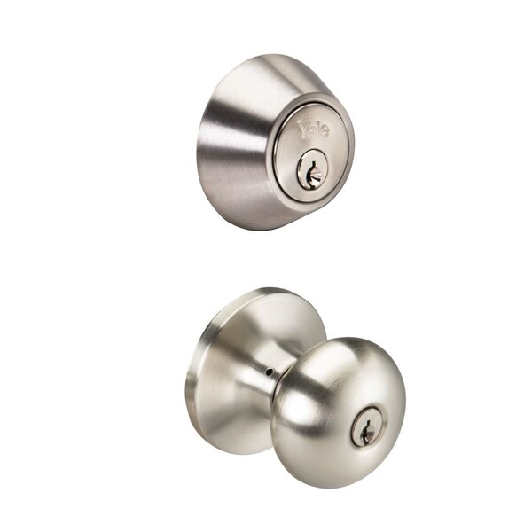 Yale Real Living Edge YE Series Combo Sinclair Knob Entry and Single Cylinder Deadbolt with Kwikset Keyway US15 (619) - YR837SN619