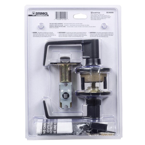Brinks Commercial Brinks Commercial Matte Black Storeroom Lockset 2 in. - BC40099