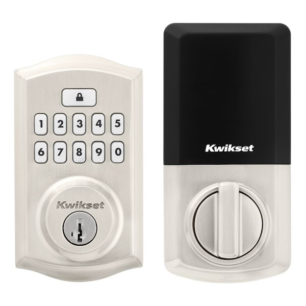 Kwikset Traditional SmartCode Keypad Electronic Deadbolt SmartKey Satin Nickel Finish - 9260TRL-15S
