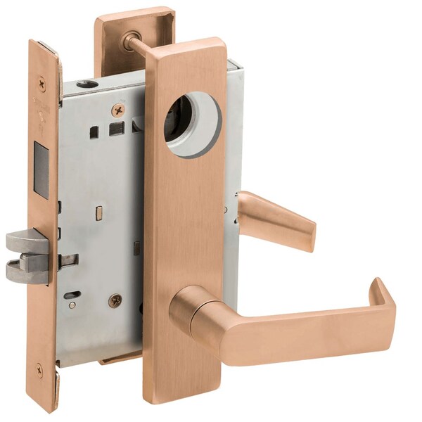 Schlage Dormitory Mortise Lock with Deadbolt, 06L Design, Less Cylinder, Satin Bronze - L9473L 06L 612