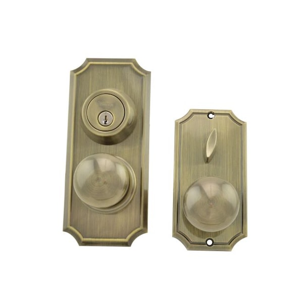Weslock Unigard Premiere INT Entry Impresa Knob 2-3/8" Antique Brass - 01501IAIASL2D