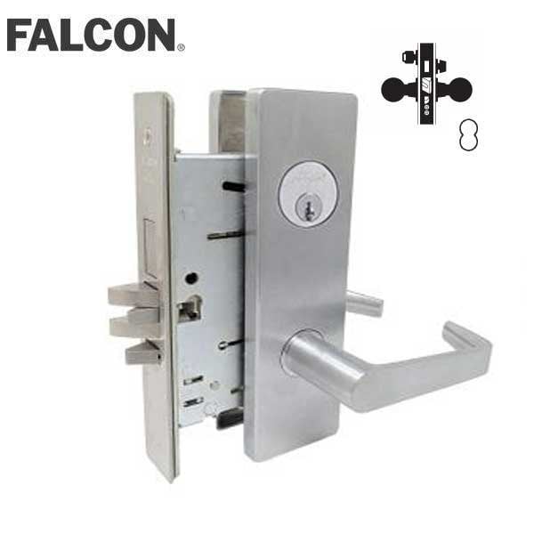 Falcon Apartment Corridor Door Mortise Lock, Dane Lever, Napa Escutcheon, Satin Chrome - MA531P-DN-626