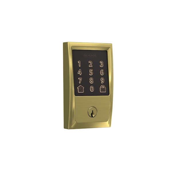 Schlage Residential Century Encode Smart Wifi Touchscreen Deadbolt C Keyway with 12351 Latch and 10116 Strike Satin - BE489WBCCEN608