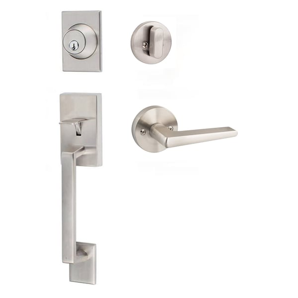 Sure-Loc Hardware Sure-Loc Hardware Koln Handleset with Round Thumb Turn, Basel Round Handleset Trim, Satin Nickel - KN507-R-BS-RD 15