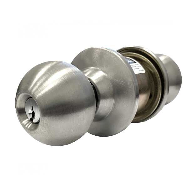 Marks Marks: Grade 2 Ball knob storeroom 2 3/4 backset Satin Stainless Steel finish - MRK-210F-32D-E4
