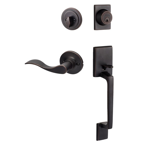 Sure-Loc Hardware Sure-Loc Hardware Coronado Handleset with Round Thumb Turn, Snowbird Handleset Trim, Vintage Bronze, Left Hand - CN507-R-SB LH 11P
