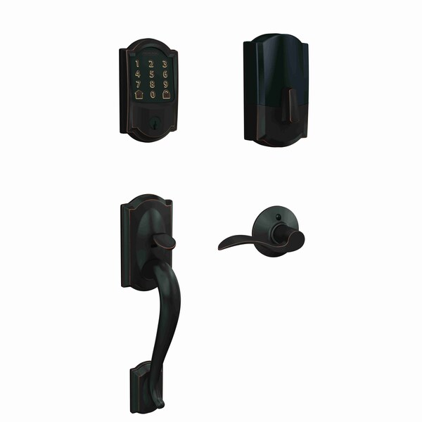 Schlage Residential Camelot Encode Smart Wifi Touchscreen Deadbolt with Lower Camelot Handleset and Accent Lever - FE489WBCCAM716ACC