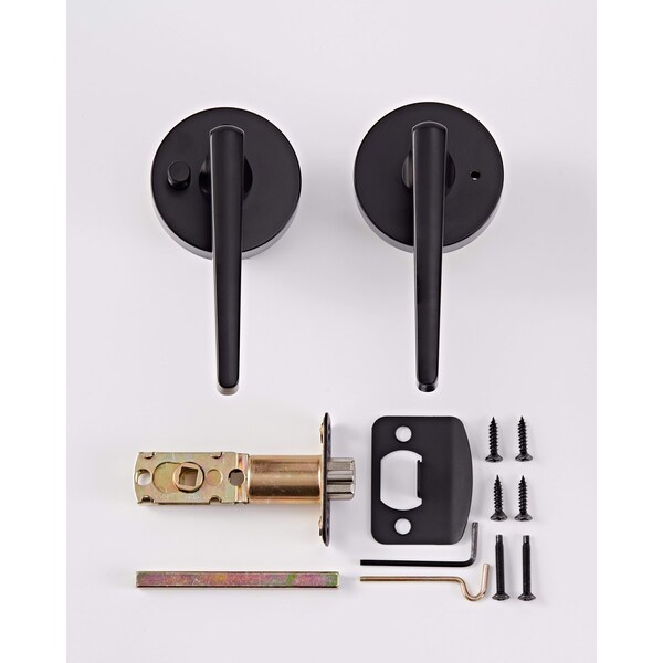 Sure-Loc Hardware Sure-Loc Hardware Basel Round Privacy Lever, Reversible Handing, Flat Black - BS102-RD FBL