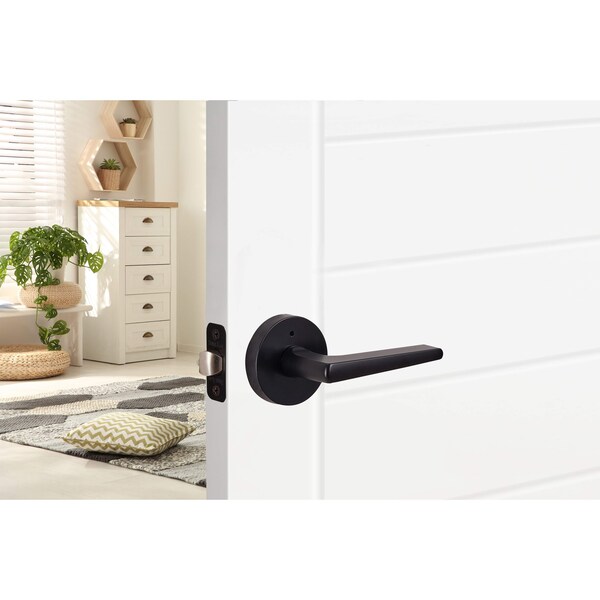 Sure-Loc Hardware Sure-Loc Hardware Basel Round Privacy Lever, Reversible Handing, Flat Black - BS102-RD FBL