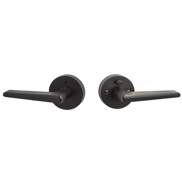 Sure-Loc Hardware Sure-Loc Hardware Basel Round Privacy Lever, Reversible Handing, Flat Black - BS102-RD FBL