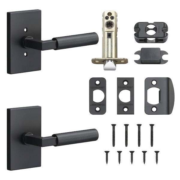 Sure-Loc Hardware Sure-Loc Hardware Levanto Passage Rosette, Flat Black, Knurled Grip in Flat Black - LV101 FBL GRIP-KN FBL