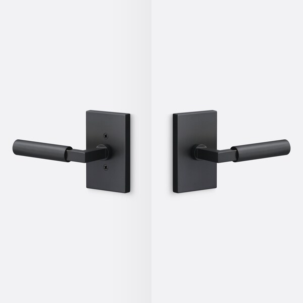 Sure-Loc Hardware Sure-Loc Hardware Levanto Passage Rosette, Flat Black, Knurled Grip in Flat Black - LV101 FBL GRIP-KN FBL