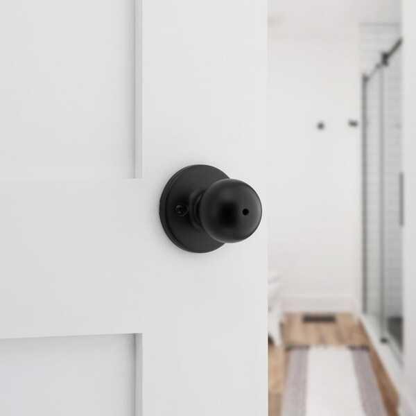 Kwikset Polo Matte Black Privacy Knob Right or Left Handed - 93002-936