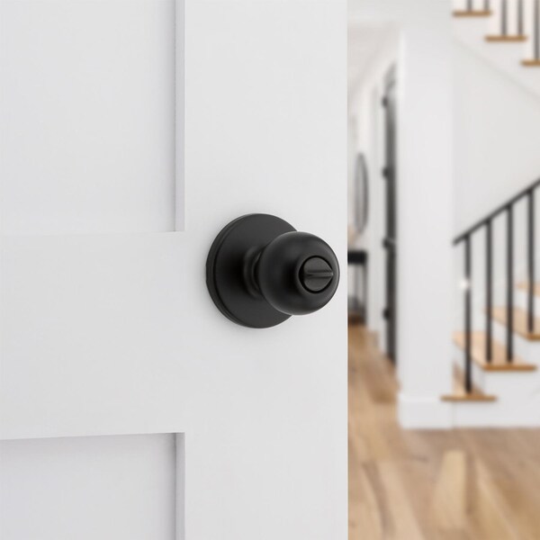 Kwikset Polo Matte Black Privacy Knob Right or Left Handed - 93002-936