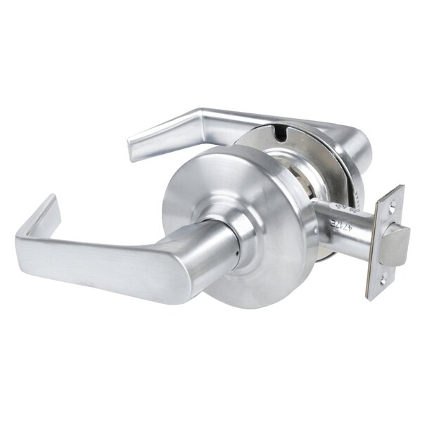Schlage Grade 2 Passage Cylindrical Lock with Field Selectable Vandlgard, Saturn Lever, Non-Keyed, Satin Chr - ALX10 SAT 626AM