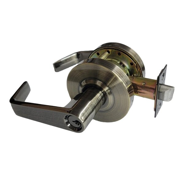 Ecs Hardware Commercial Lever Set Handle, 2-3/4 Standard Backset, Antique Brass, Entrance, Grade 2 - ECSH-CL201-AB-ET
