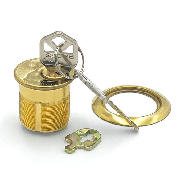 Ecs Hardware Durable Premium Mortise Cylinder, 1-1/4 in US3 Polished Brass KW1 - ECSH-MC03-US3-KW1