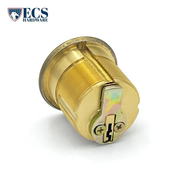 Ecs Hardware Durable Premium Mortise Cylinder, 1-1/4 in US3 Polished Brass KW1 - ECSH-MC03-US3-KW1