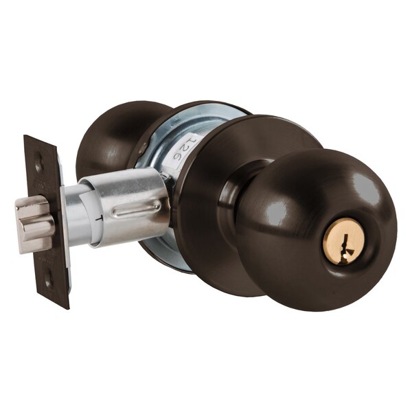 Arrow Lock Grade 2 Turn-Pushbutton Entrance Cylindrical Lock, Ball Knob, Conventional Cylinder, Oil-Rubbed Bron - MK11-BD-10B