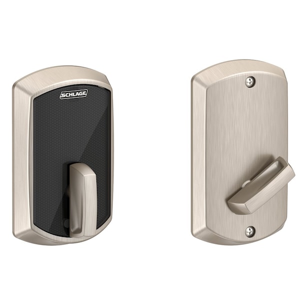 Schlage Electronics Grade 2 Fire Rated Deadbolt Lock, Control Series, Greenwich Trim, Satin Nickel Finish - BE467F GRW 619