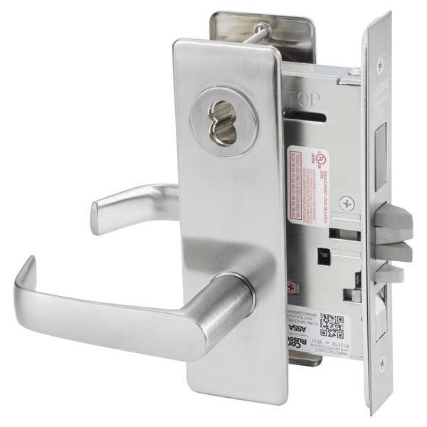 Corbin Russwin Apartment or Dormitory Mortise Lock, NS Lever, M Escutcheon, SFIC Prep Less Core, Satin Chrome - ML2067 NSM 626 CLS7