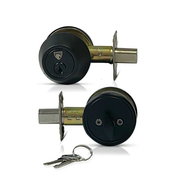 Ecs Hardware Durable Single Cylinder Deadbolt Lock, Matte Black, Grade 3 SC1/KW1 - ECSH-RDB301-MB-SC1