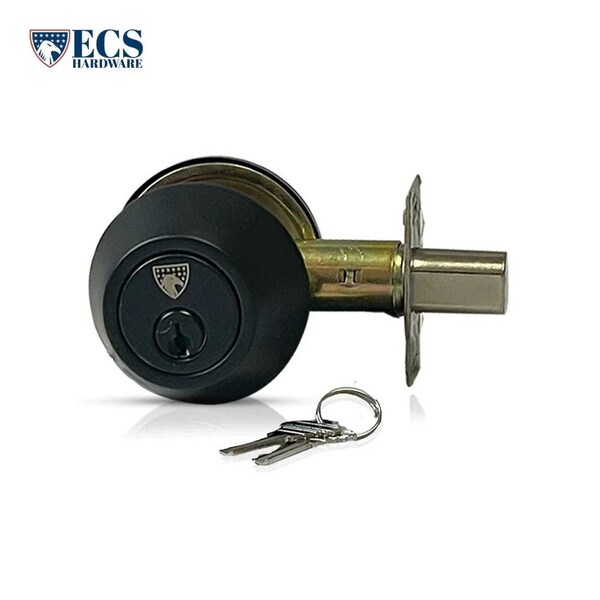 Ecs Hardware Durable Single Cylinder Deadbolt Lock, Matte Black, Grade 3 SC1/KW1 - ECSH-RDB301-MB-SC1
