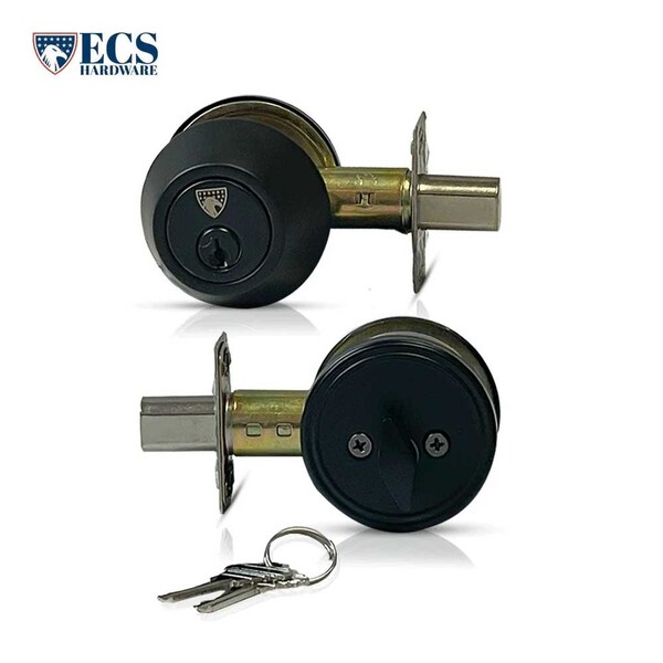 Ecs Hardware Durable Single Cylinder Deadbolt Lock, Matte Black, Grade 3 SC1/KW1 - ECSH-RDB301-MB-SC1