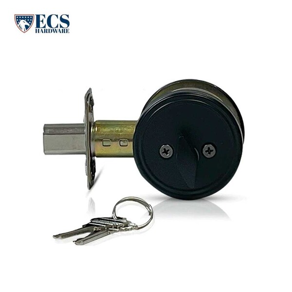 Ecs Hardware Durable Single Cylinder Deadbolt Lock, Matte Black, Grade 3 SC1/KW1 - ECSH-RDB301-MB-SC1