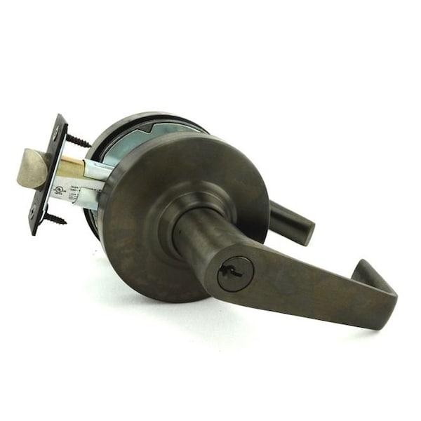 Schlage Commercial Entry Saturn Lever C Keyway, 2-3/4" Deadlatch, ANSI Strike Oil Rubbed Bronze - ALX53PSAT613