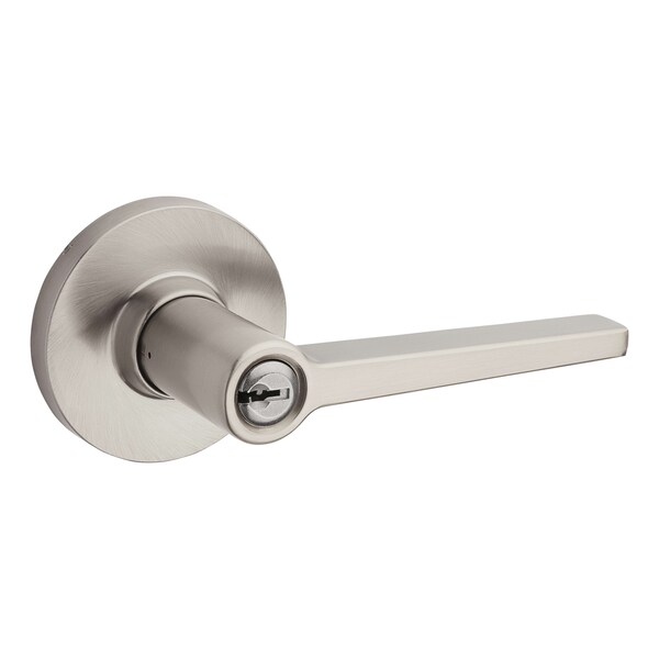Safelock Daylon Lever with Round Rose Storeroom Lock with 4AL Latch and RCS Strike Satin Nickel Finish - SL6500DALRDT-15