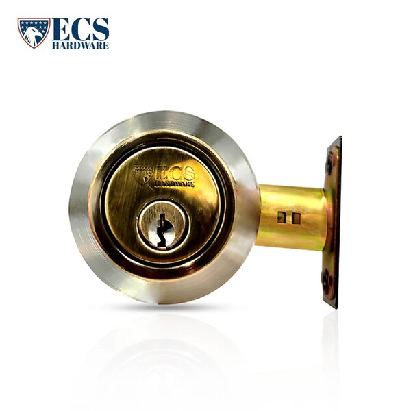 Ecs Hardware Durable Combo Lockset w/ Single Knob & Deadbolt, Entrance, Antique Bronze, Grade 3 SC1 - ECSH-37805-AB-SC1