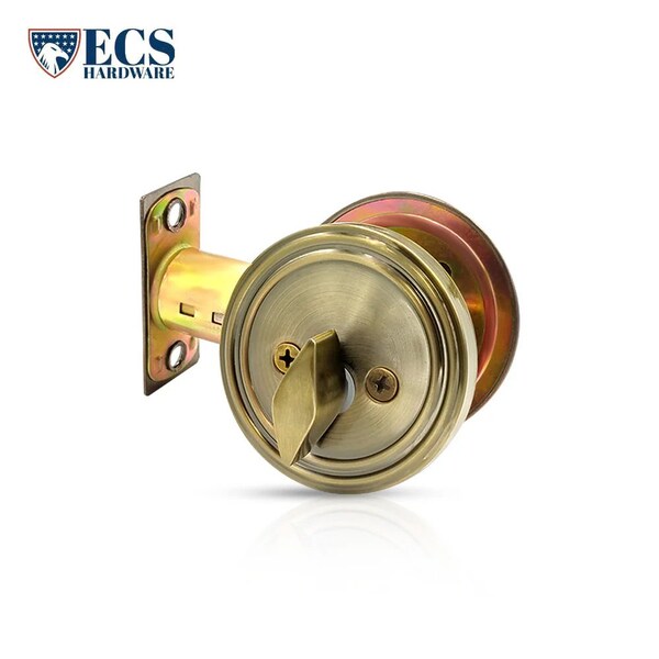Ecs Hardware Durable Combo Lockset w/ Single Knob & Deadbolt, Entrance, Antique Bronze, Grade 3 SC1 - ECSH-37805-AB-SC1