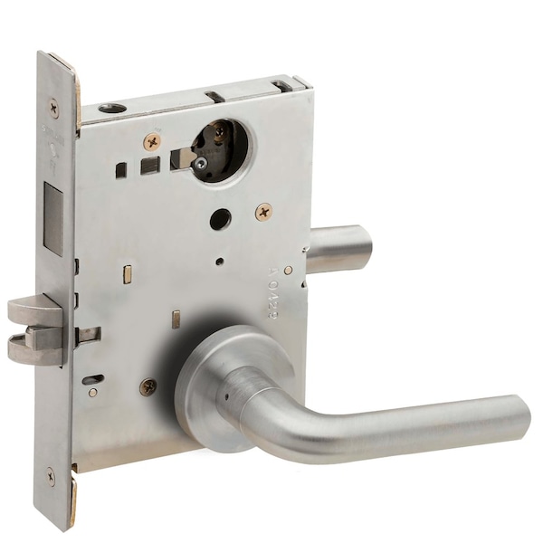 Schlage Corridor Mortise Lock with Deadbolt, 02A Design, Less Cylinder, Satin Stainless Steel - L9456L 02A 630
