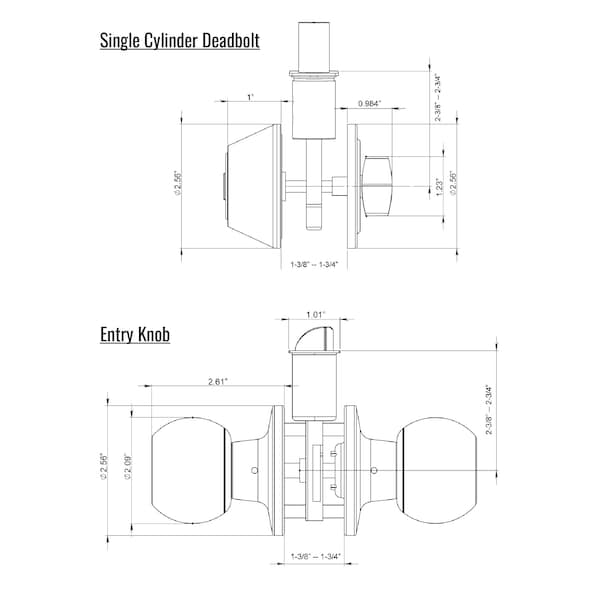 Premier Lock Entry Door Knob Combo Lock Set with Deadbolt Set of 4, Keyed Alike, Solid Brass, 4PK - ED02-4